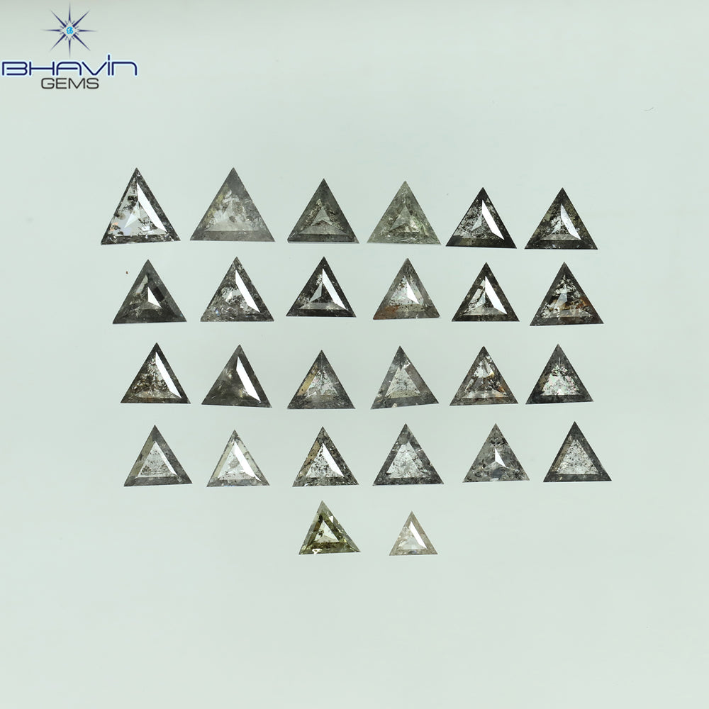2.84 CT/45 Pcs Triangle Shape Natural Loose Diamond Salt And Pepper Color I3 Clarity (2.80 MM)