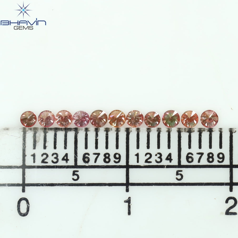 0.22 CT/11 個 ラウンド シェイプ ナチュラル ルース ダイヤモンド ピンク カラー SI クラリティ (1.75 MM)