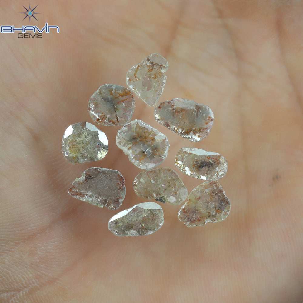 3.81 CT/10 Pcs Slice Shape Natural Loose Diamond Brown Color I3 Clarity (9.41 MM)