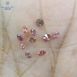 0.42 CT/10 個 ラウンド シェイプ ナチュラル ルース ダイヤモンド ピンク カラー SI クラリティ (2.25 MM)