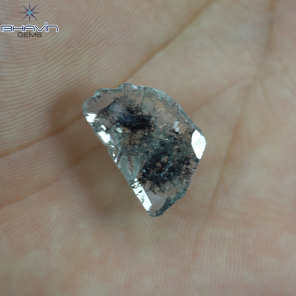 3.42 CT Slice Shape Natural Diamond Salt And Pepper Color I3 Clarity (18.84 MM)