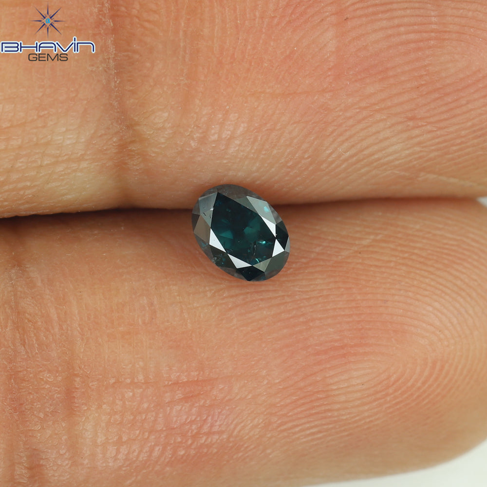 0.30 CT Oval Shape Natural Diamond Blue Color SI2 Clarity (4.67 MM)