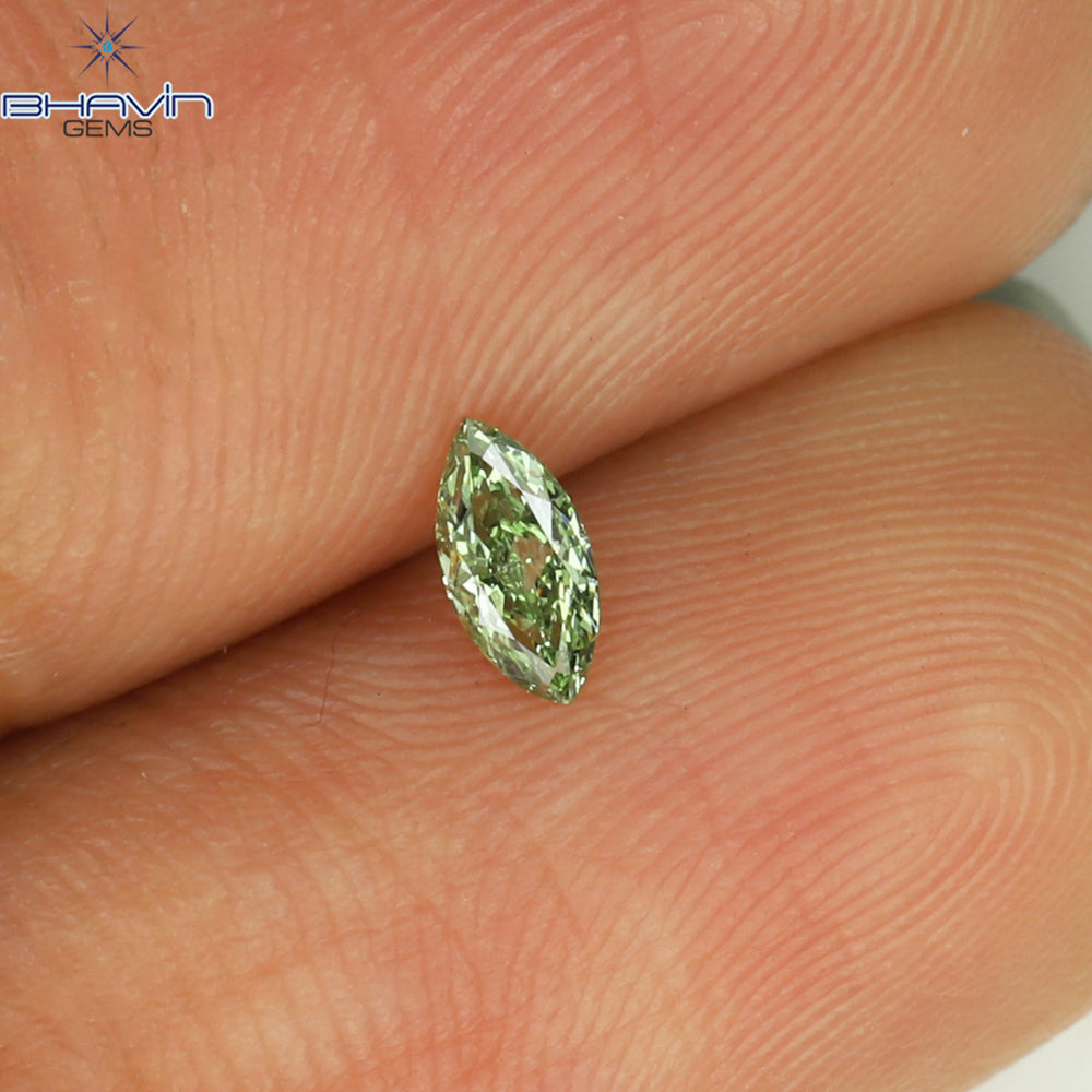 0.10 CT Marquise Shape Natural Diamond Green Color VS2 Clarity (4.80 MM)