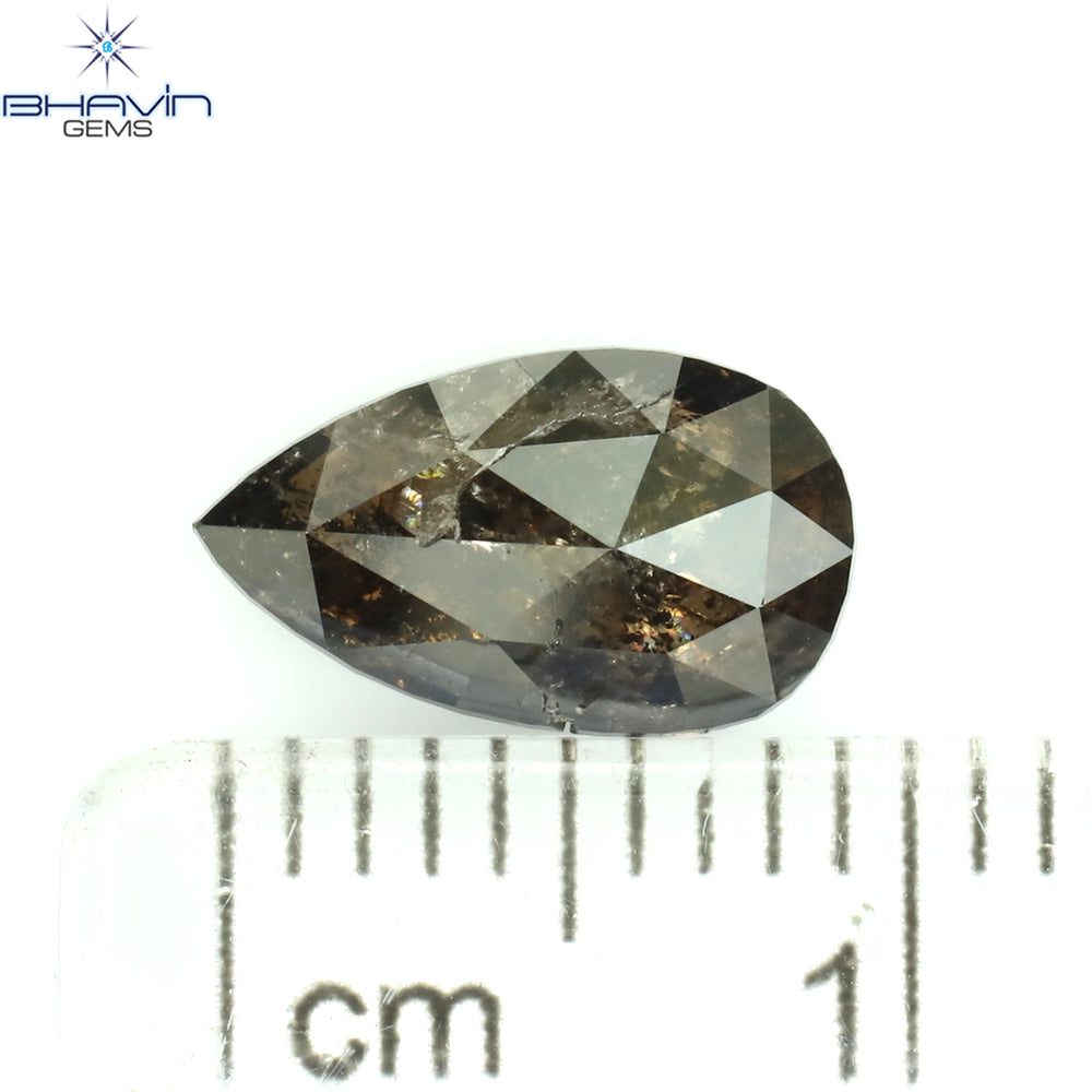 0.39 CT ペアシェイプ ナチュラル ルース ダイヤモンド ソルト アンド ペッパー カラー I3 クラリティ (5.27 MM)