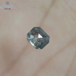0.61 CT Emerald Shape Natural Loose Diamond Salt And pepper Color I3 Clarity (4.77 MM)