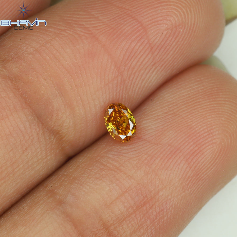 0.18 CT Oval Shape Natural Diamond Orange Color VS1 Clarity (4.21 MM)