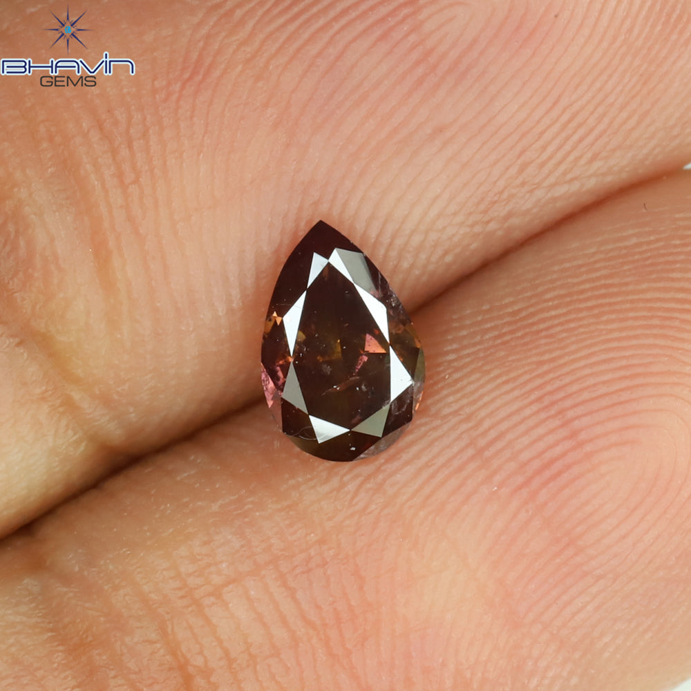 0.48 CT Pear Shape Natural Diamond Enhanced Pink Color I2 Clarity (6.54 MM)