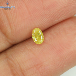 0.20 CT Oval Shape Natural Diamond Yellow Color I1 Clarity (4.25 MM)