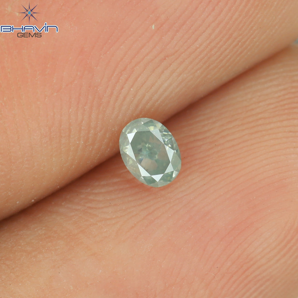 0.14 CT Oval Shape Natural Diamond Greenish Blue Color SI1 Clarity (3.54 MM)