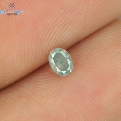 0.14 CT Oval Shape Natural Diamond Greenish Blue Color SI1 Clarity (3.54 MM)