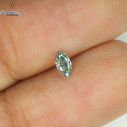 0.15 CT Marquise Shape Natural Diamond Bluish Green Color SI1 Clarity (4.48 MM)