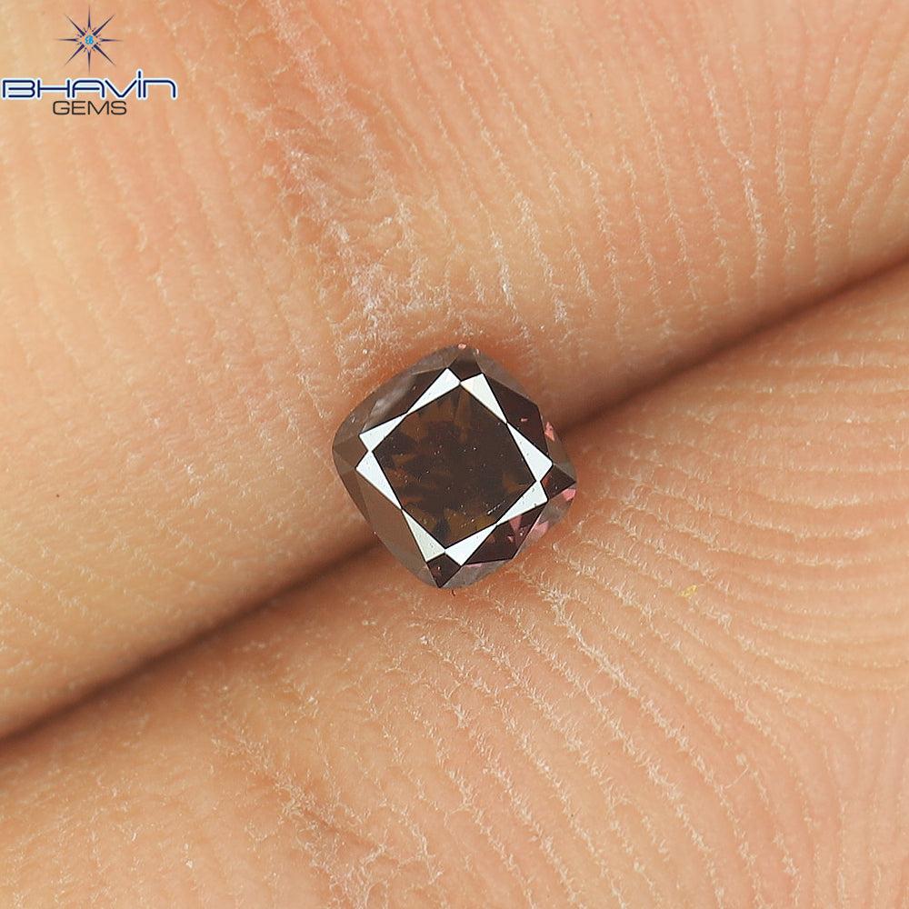 0.24 CT, Cushion Diamond, Brown-Pink Color, Clarity  SI1(3.41 MM)