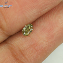 0.18 CT Oval Shape Natural Diamond Green(Chameleon) Color SI1 Clarity (4.20 MM)