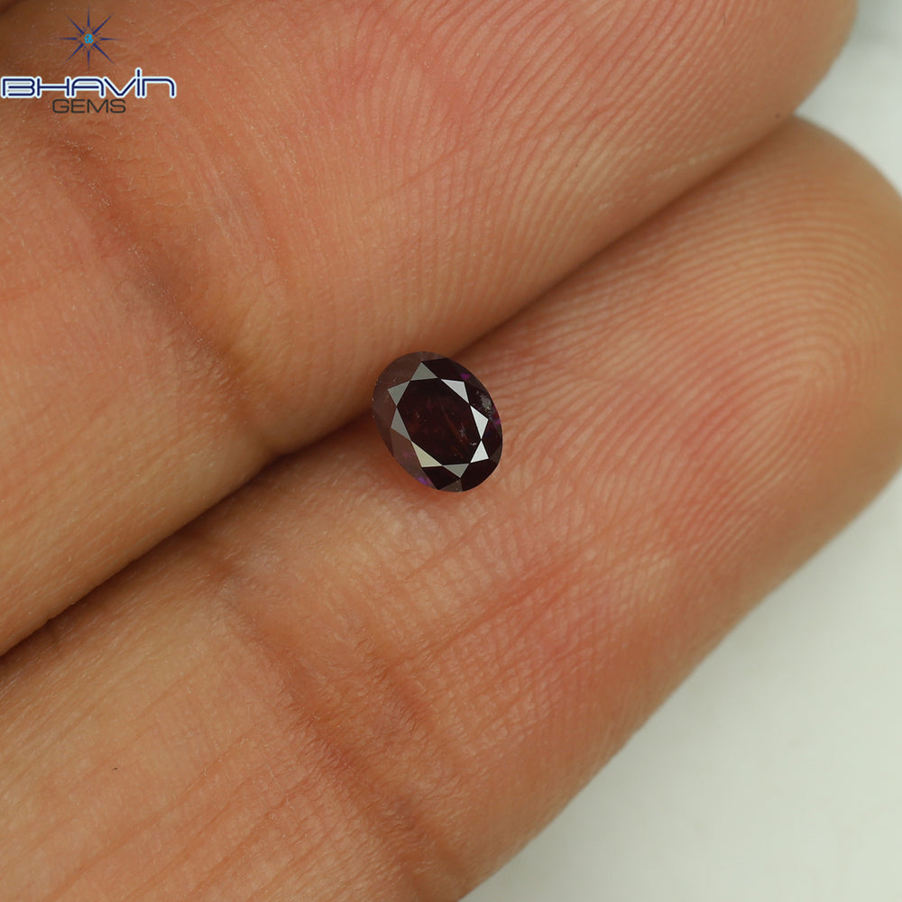 0.23 CT Oval Shape Natural Diamond Pink Color I2 Clarity (4.15 MM)
