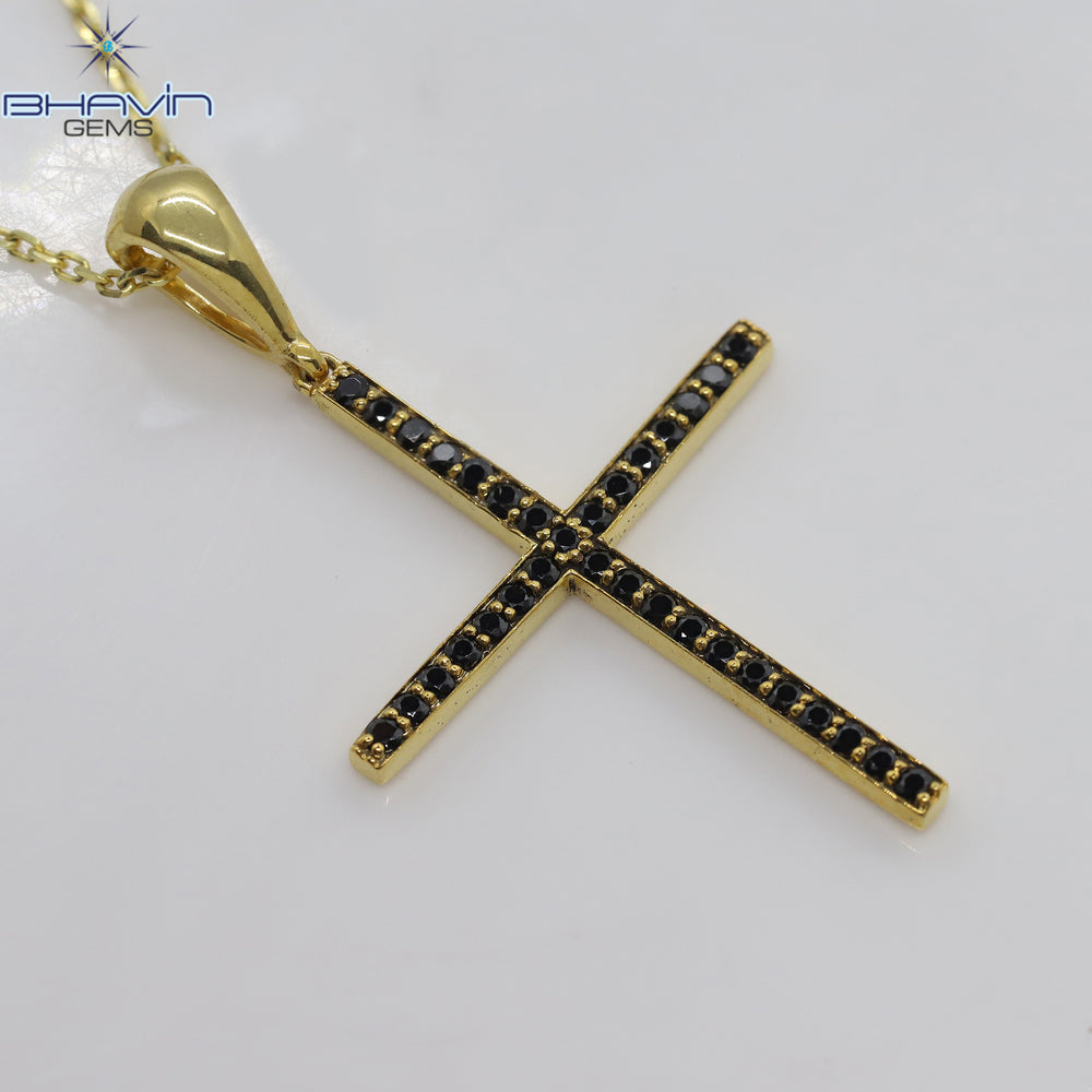 Diamond Pendant, Round Diamond, Black Diamond, Yellow Gold Pendant, Bridal Necklace, Pendant