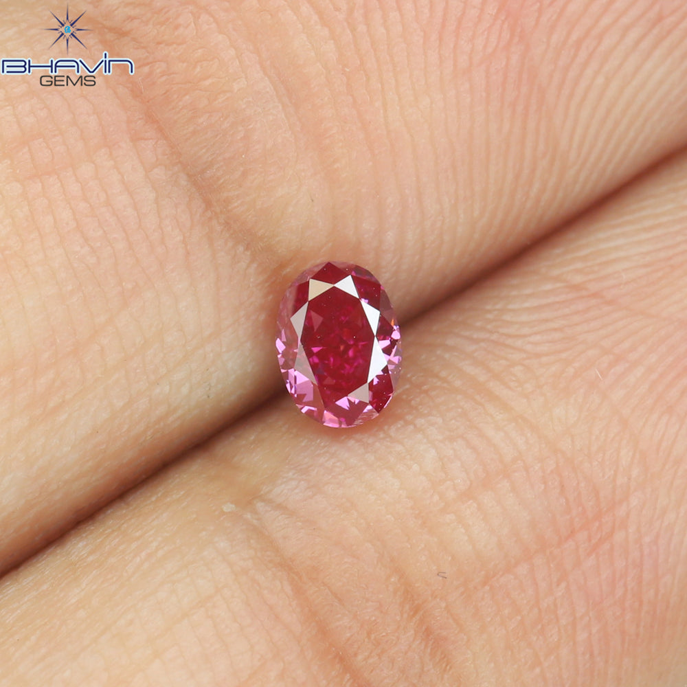 0.28 CT Oval Shape Natural Diamond Enhanced Pink Color VS1 Clarity (4.34 MM)