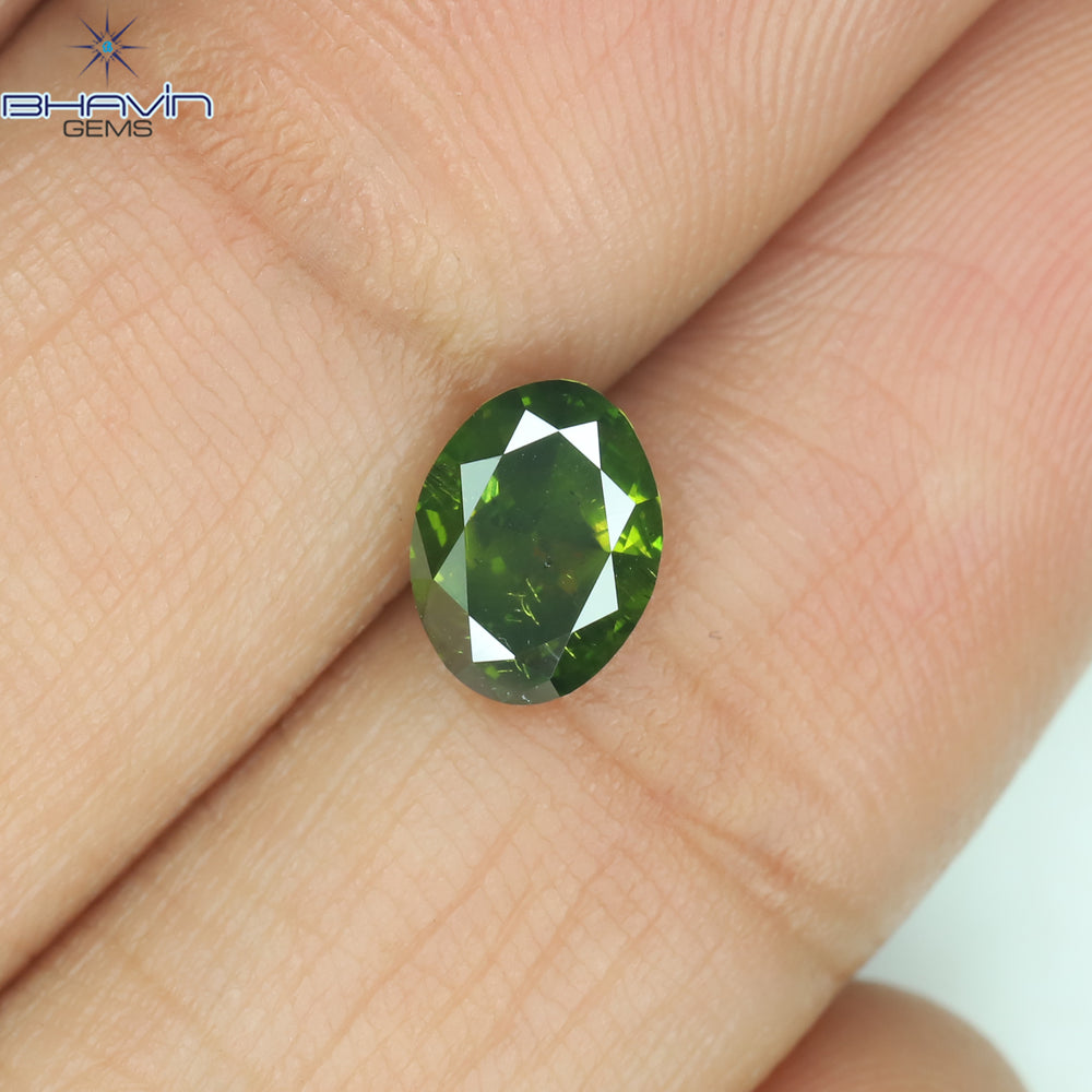 1.04 CT Oval Shape Natural Diamond Green Color SI2 Clarity (7.00 MM)
