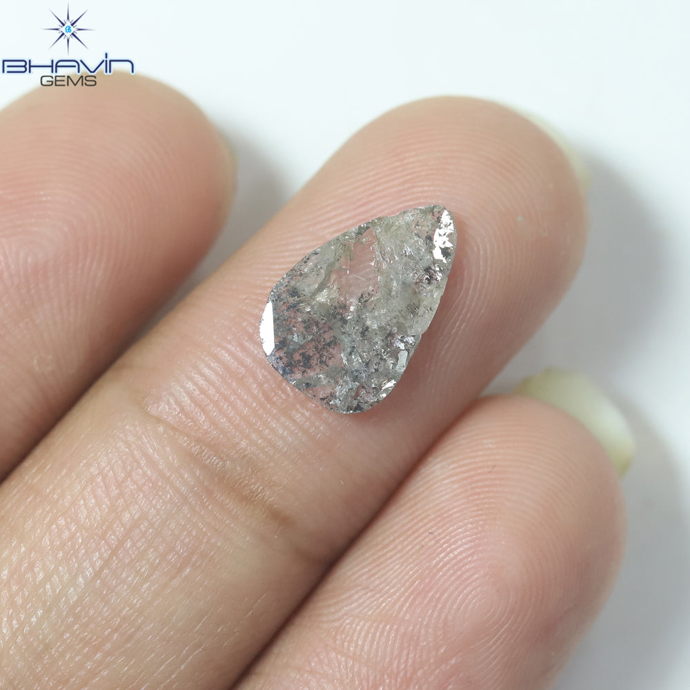 1.07 CT Slice Shape Natural Diamond Salt And Pepper Color I3 Clarity (12.15 MM)