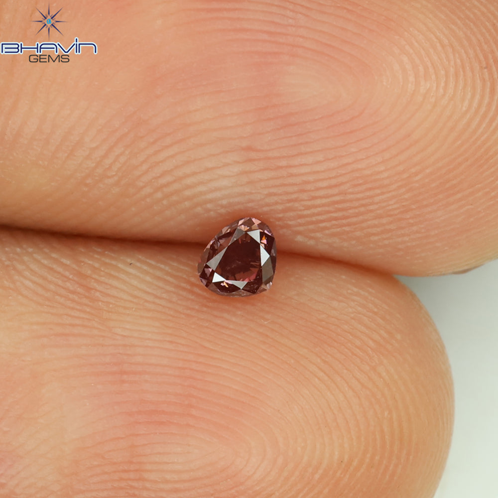 0.10 CT Heart Shape Natural Loose Diamond Pink Color VS2 Clarity (3.00 MM)