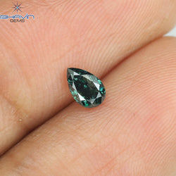 0.24 CT Pear Shape Natural Diamond Green Color I1 Clarity (4.92 MM)