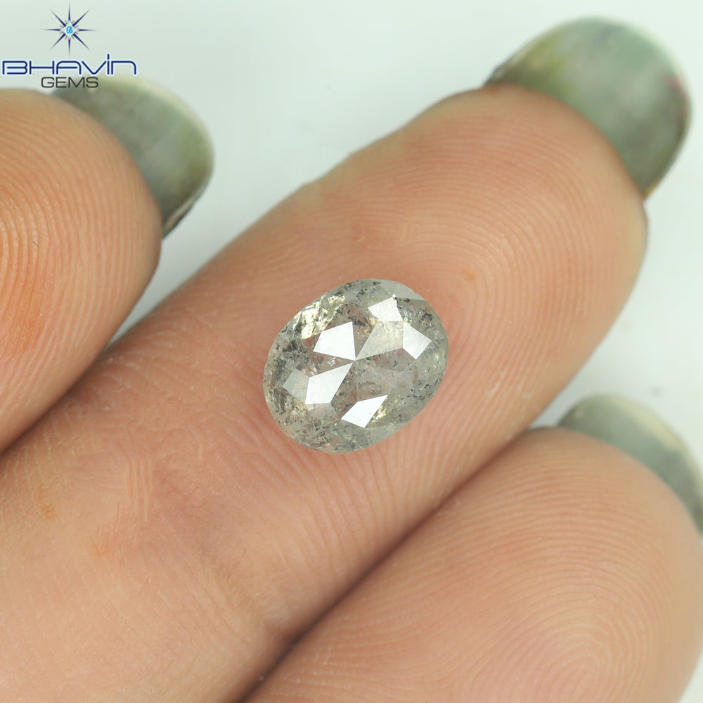1.79 CT Oval Shape Natural Diamond Salt And Pepper Color I3 Clarity (7.90 MM)