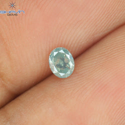 0.18 CT Oval Shape Natural Diamond Greenish Blue Color SI2 Clarity (3.87 MM)