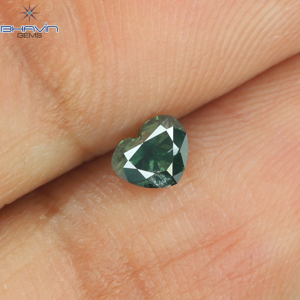 0.27 CT Heart Shape Natural Diamond Green Color I1 Clarity (4.12 MM)