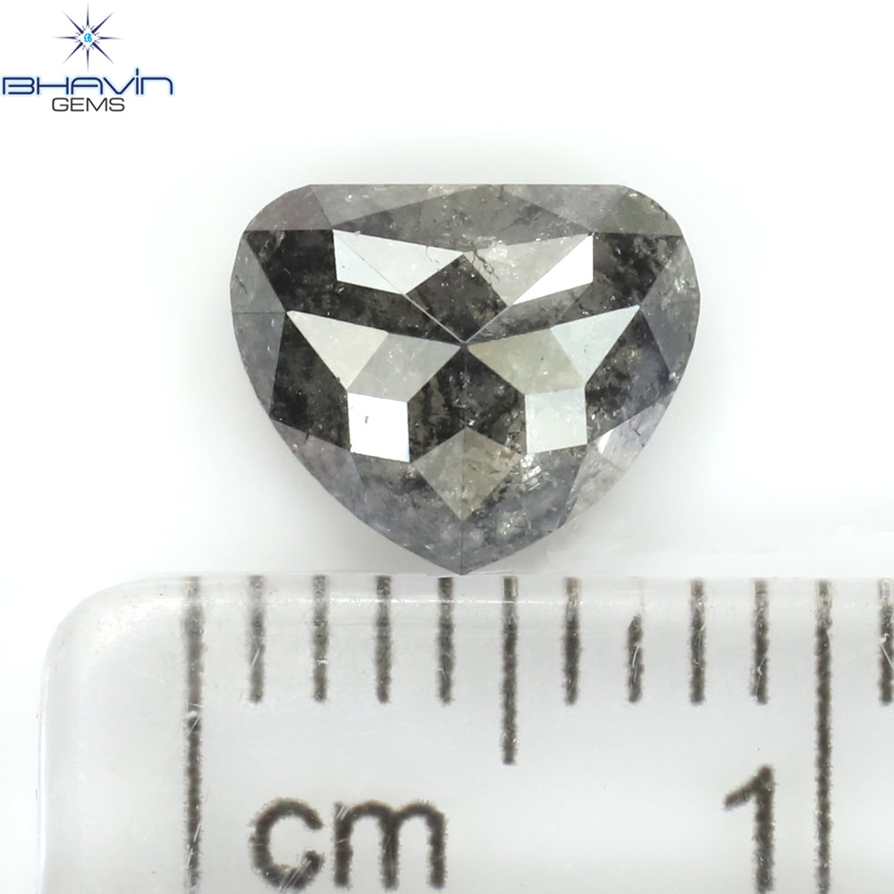 0.61 CT ハートシェイプ ナチュラル ルース ダイヤモンド ソルト アンド ペッパー カラー I3 クラリティ (5.47 MM)
