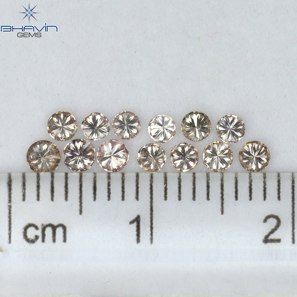 0.52 CT/13 Pcs Round Shape Natural Loose Diamond Brown Pink (Argyle) Color VS2 Clarity (2.35 MM)