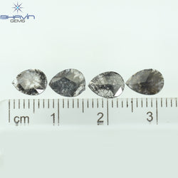 0.92 CT スライス形状 天然ダイヤモンド ソルト アンド ペッパー カラー I3 クラリティ (10.75 MM)