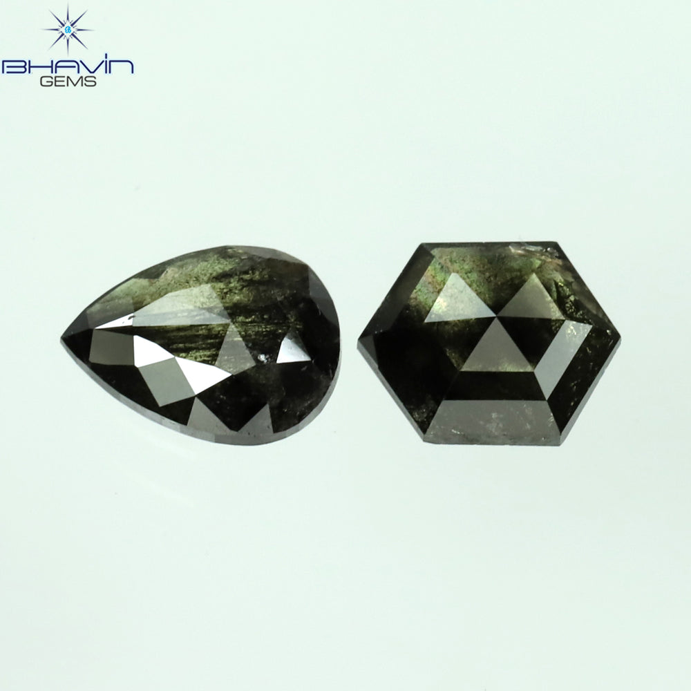 1.00 CT/3 ピース ミックス シェイプ ナチュラル ダイヤモンド ソルト アンド ペッパー カラー I3 クラリティ (4.30 MM)