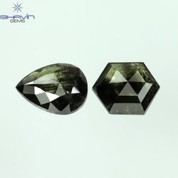 1.00 CT/3 ピース ミックス シェイプ ナチュラル ダイヤモンド ソルト アンド ペッパー カラー I3 クラリティ (4.30 MM)