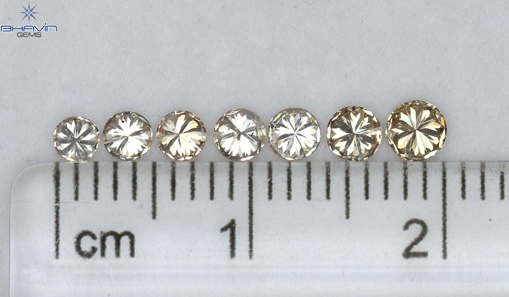 0.56 CT/7 Pcs Round Shape Natural Loose Diamond Brown Pink (Argyle) Color VS2 Clarity (3.20 MM)
