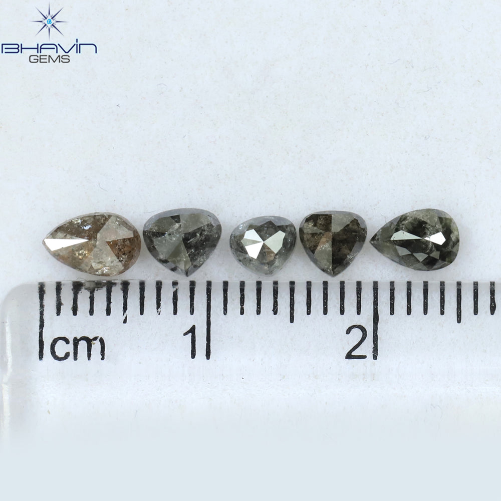 1.91 CT/5 PCS Mix Shape Natural Diamond Salt And Pepper Color I3 Clarity (6.00 MM)