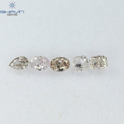 0.58 CT/5 Pcs Mix Shape Natural Diamond Pink Color SI2 Clarity (3.40 MM)