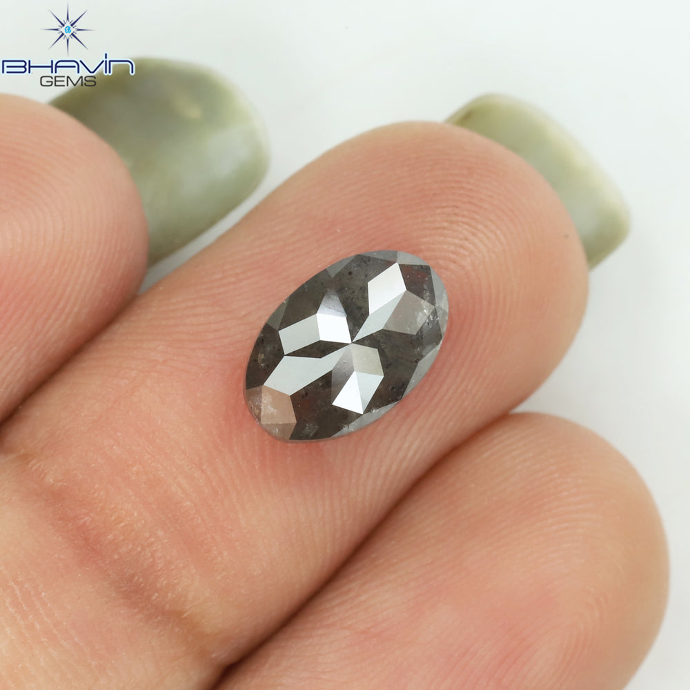 1.68 CT Oval Shape Natural Diamond Salt And Pepper Color I3 Clarity (9.25 MM)