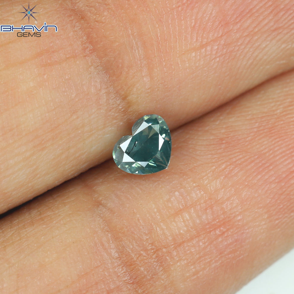0.41 CT Heart Shape Natural Diamond Blue Color SI2 Clarity (4.77 MM)