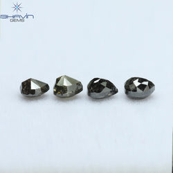 1.62 CT/4 PCS Heart Shape Natural Diamond Salt And Pepper Color I3 Clarity (4.40 MM)