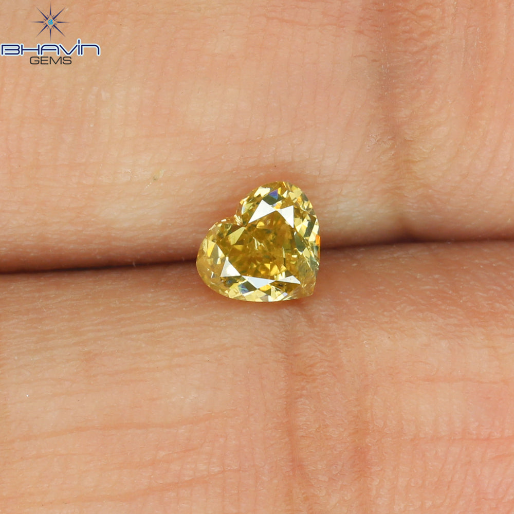 0.45 CT Heart Shape Natural Diamond Brown Yellow Color SI1 Clarity (4.73 MM)