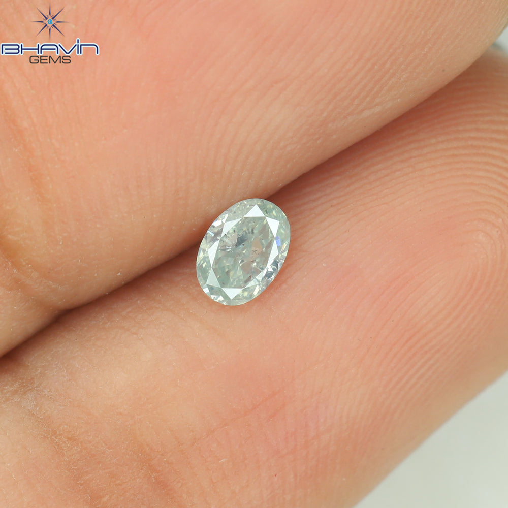 0.17 CT Oval Shape Natural Diamond Greenish Blue Color SI2 Clarity (4.15 MM)