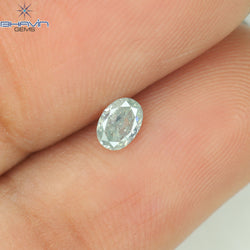 0.17 CT Oval Shape Natural Diamond Greenish Blue Color SI2 Clarity (4.15 MM)