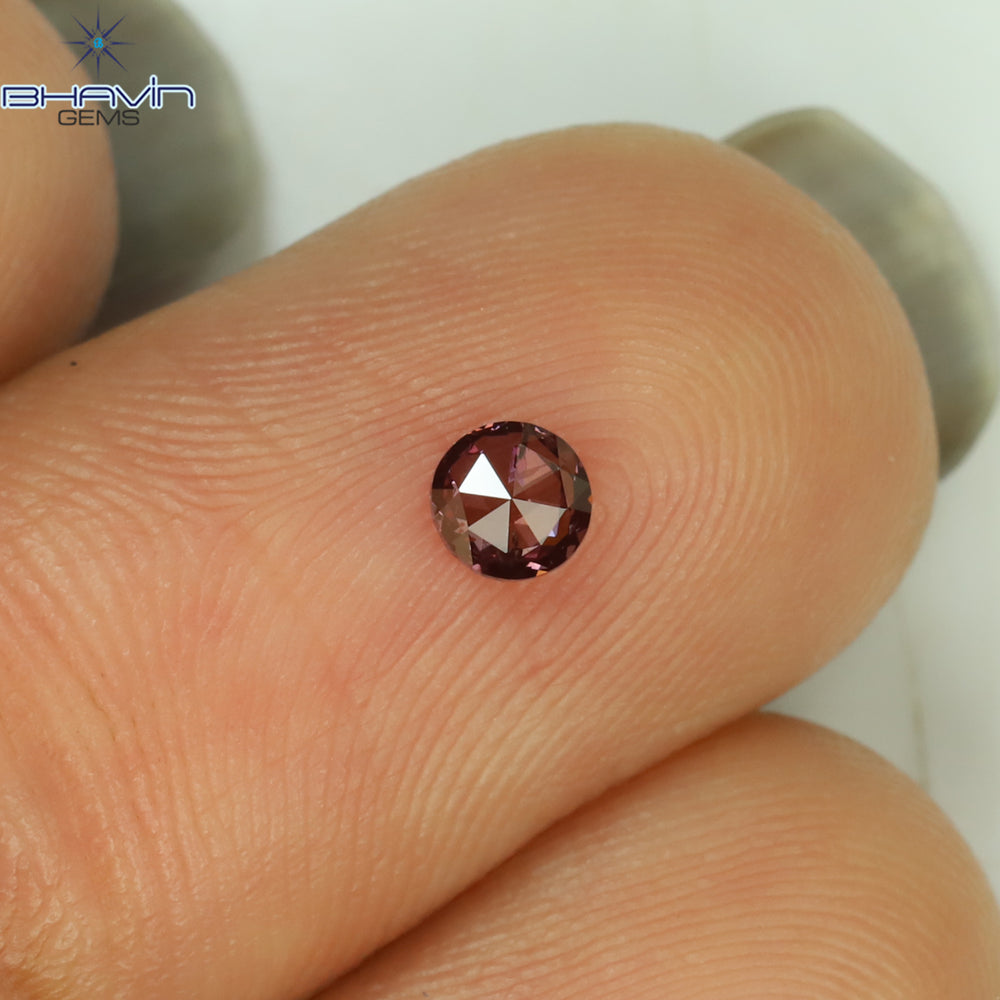 0.13 CT Round Rose Cut Shape Natural Diamond Pink Color SI2 Clarity (3.30 MM)