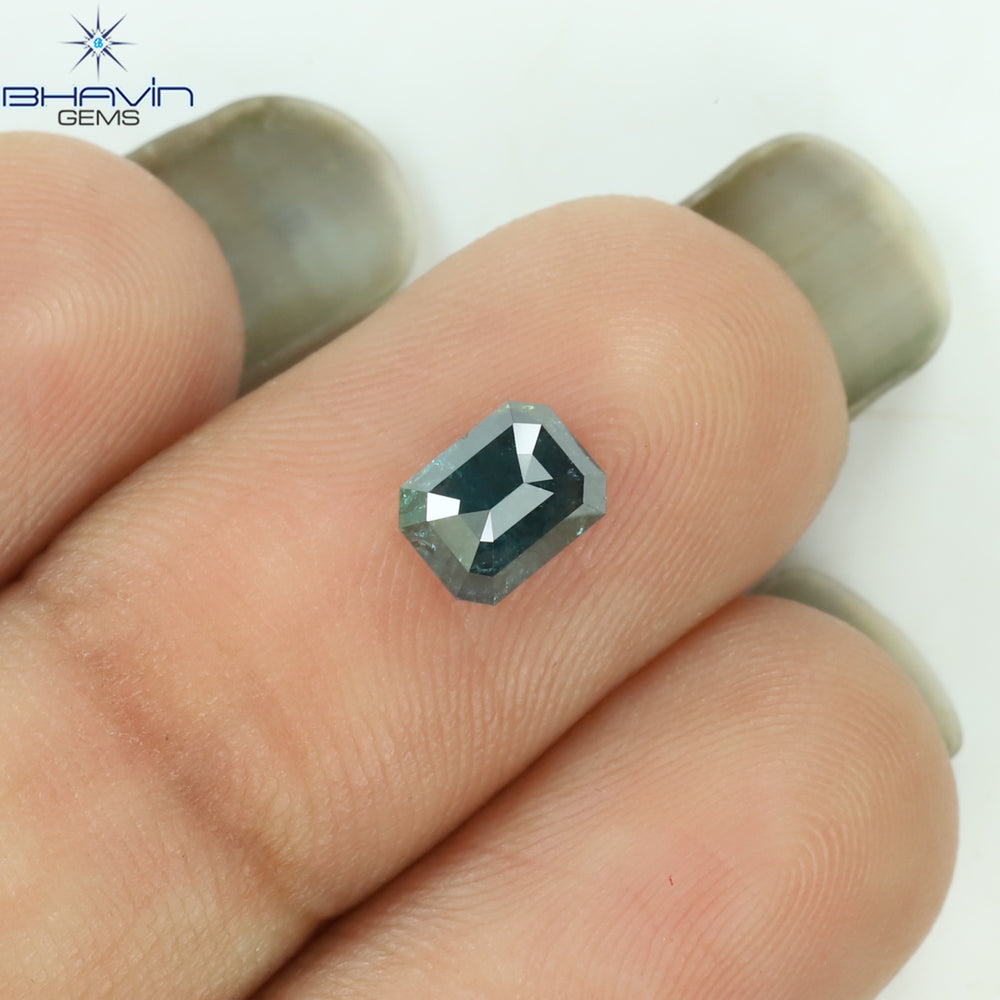 0.80 CT Emerald Shape Natural Diamond Blue Color I3 Clarity (5.72 MM)