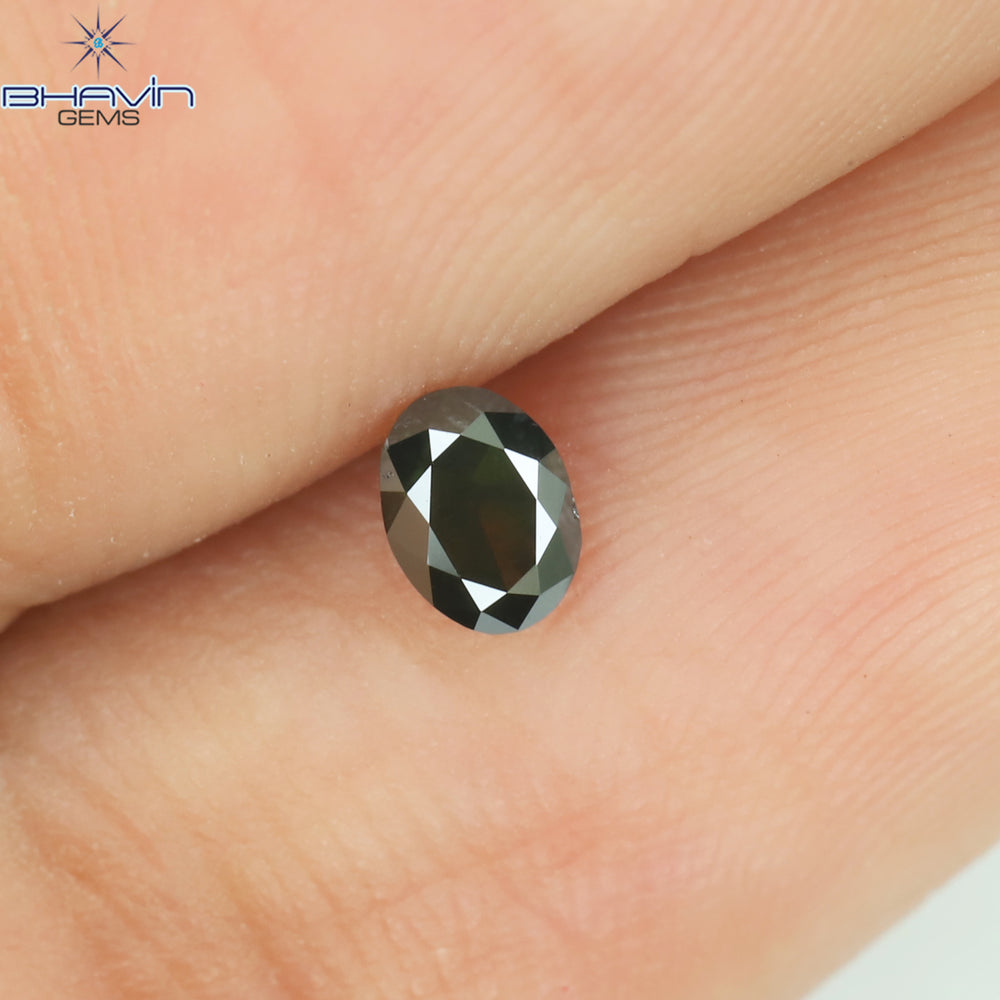 0.20 CT Oval Shape Natural Diamond Green Color I1 Clarity (4.02 MM)