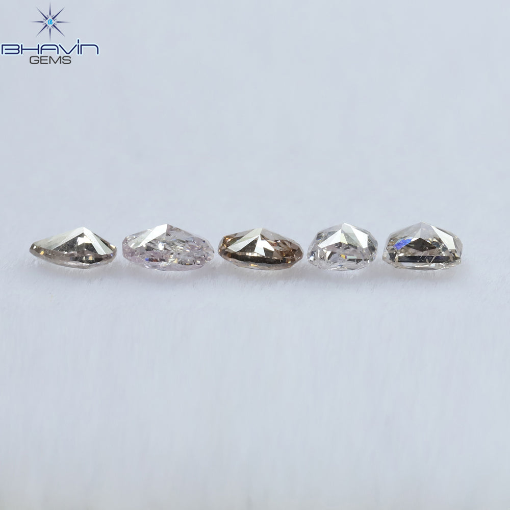 0.58 CT/5 Pcs Mix Shape Natural Diamond Pink Color SI2 Clarity (3.40 MM)
