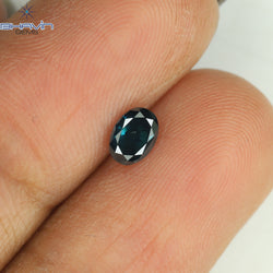 0.38 CT Oval Shape Natural Diamond Blue Color SI2 Clarity (5.00 MM)