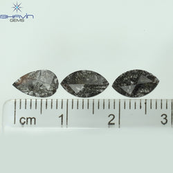 1.29 CT/3 Pcs Mix Slice Shape Natural Diamond  Salt And Pepper Color I3 Clarity (9.40 MM)