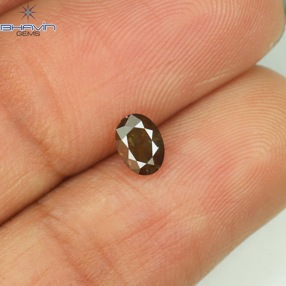 0.37 CT Oval Shape Natural Diamond Brown Color I2 Clarity (5.00 MM)