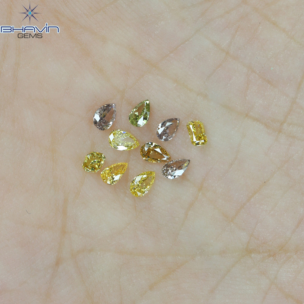 0.65 CT/10 Pcs Mix Shape Natural Diamond Mix Color VS2 Clarity (3.43 MM)