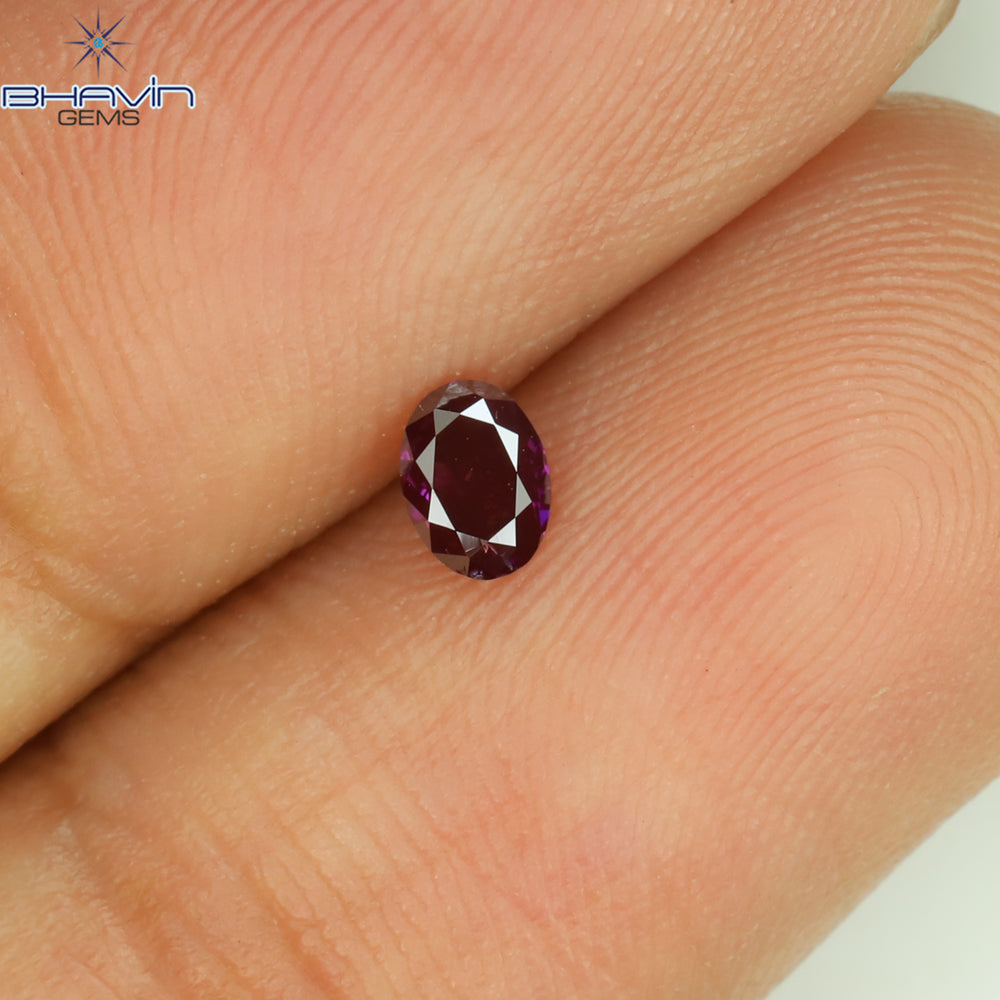 0.17 CT Oval Shape Natural Diamond Enhanced Pink Color VS2 Clarity (3.96 MM)